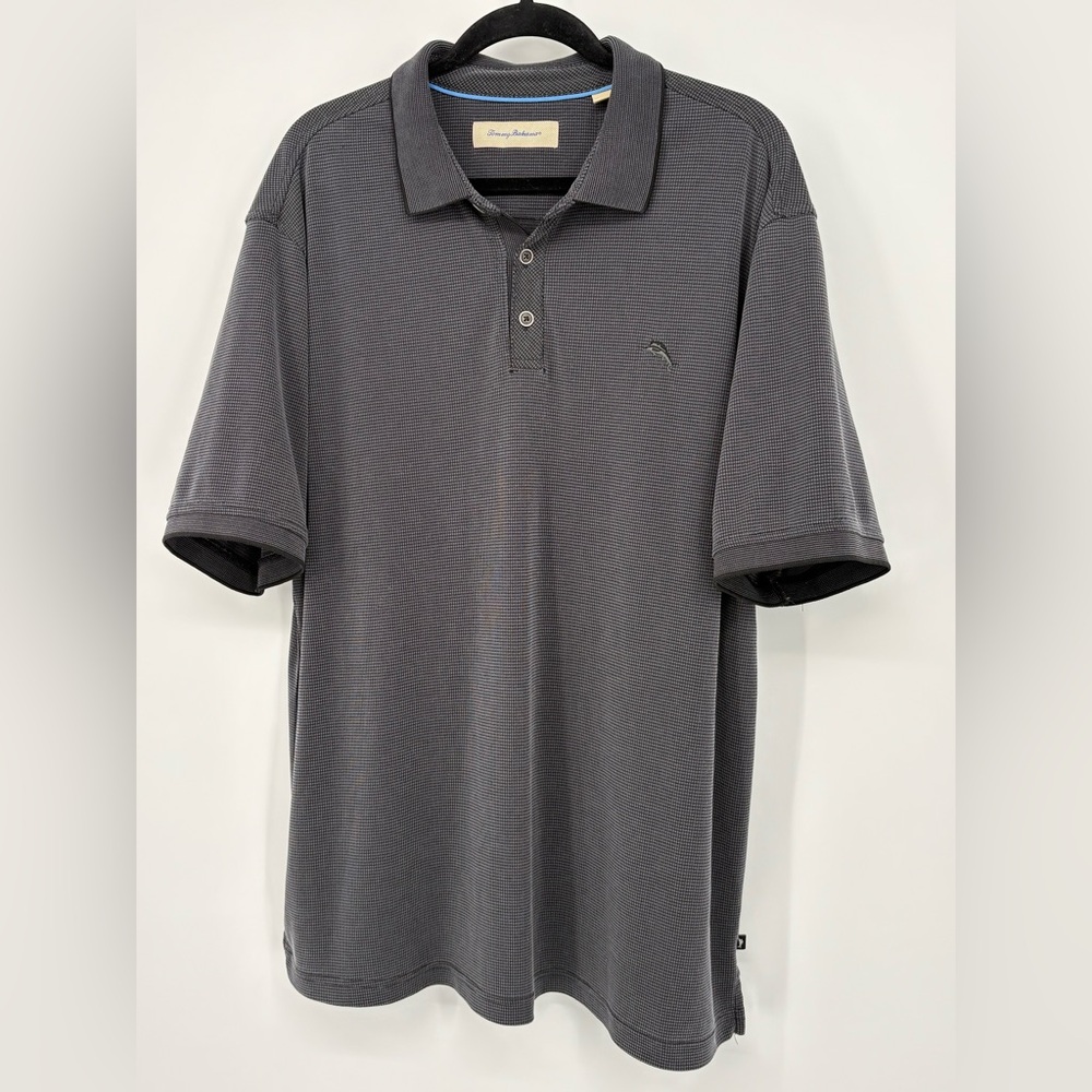 Tommy Bahama Polo Shirt Textured Charcoal Mens XL